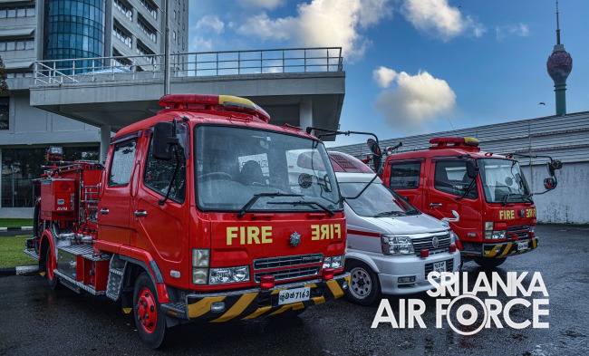 JAPAN LANKA FRIENDSHIP ASSOCIATION DONATE 2 FIRE VEHICLES AND AN AMBULANCE TO THE SLAF