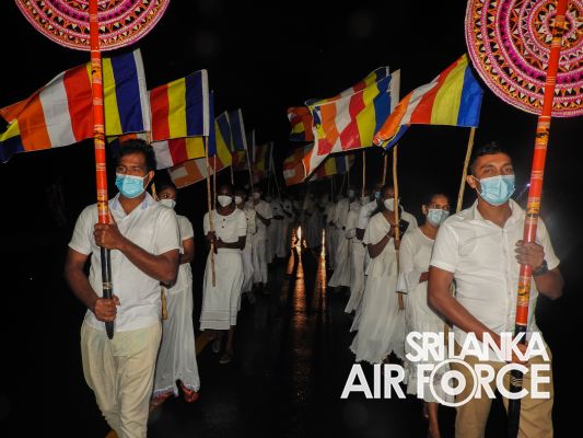 SRI
LANKA AIR FORCE CONDUCTS AN ALL NIGHT PIRITH CHANTING PROGRAMME AT THE
HIGHEST POINT OF SRI LANKA (SLAF STATION PIDURUTALAG