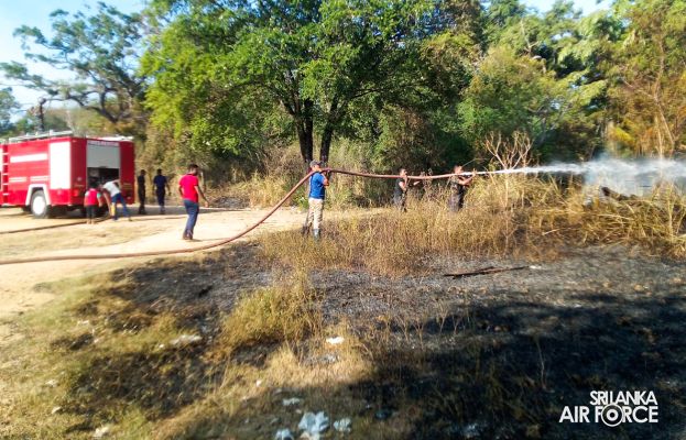 SLAF ASSISTS TO DOUSE THE FIRE IN AMPARA SLTB DEPOT