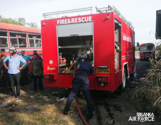 SLAF ASSISTS TO DOUSE THE FIRE IN AMPARA SLTB DEPOT