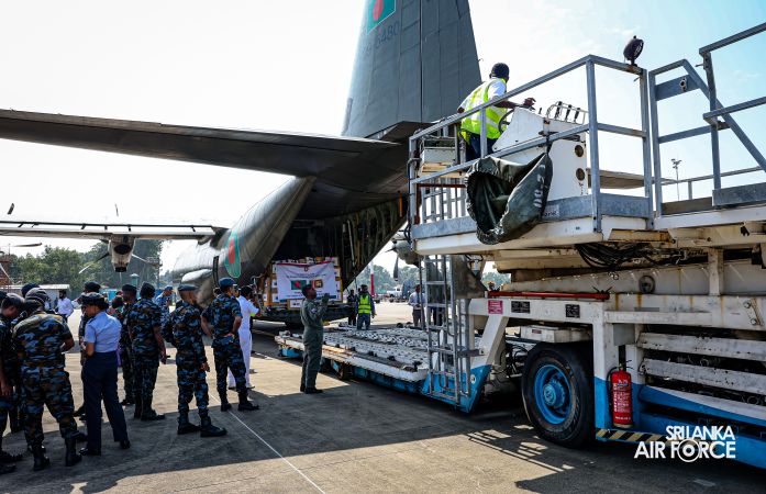 BANGLADESH AIR FORCE C-130J AIRCRAFT ARRIVES WITH HUMANITARIAN ASSISTANCE