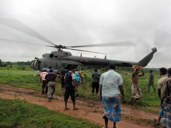 46 Rescued by SLAF Choppers from Batti Floods