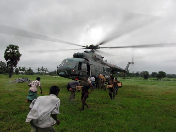 46 Rescued by SLAF Choppers from Batti Floods