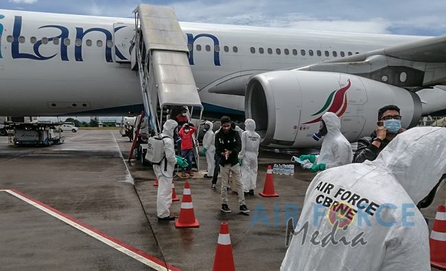 SLAF CBRNE Wing Disinfects 235 Passengers who arrived at Mattala Rajapaksa International Airport