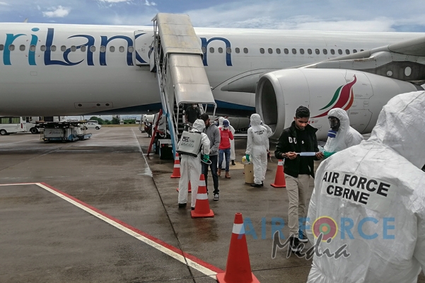 SLAF CBRNE Wing Disinfects 235 Passengers who arrived at Mattala Rajapaksa International Airport
