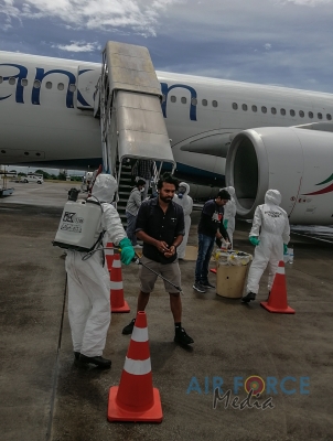 SLAF CBRNE Wing Disinfects 235 Passengers who arrived at Mattala Rajapaksa International Airport