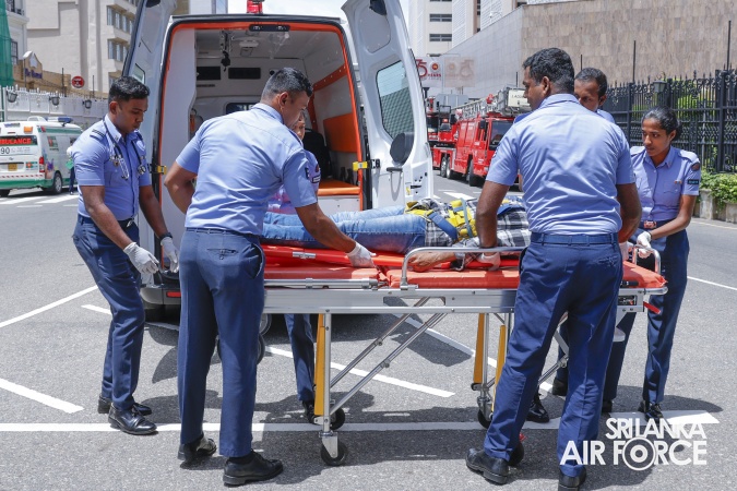 SLAF FIREFIGHTERS PARTICIPATE IN ANNUAL FIRE EVACUATION DRILL OF CENTRAL BANK WITH HELICOPTER RAPPELLING AND TECHNICAL RESCUE O