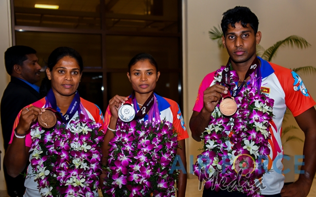 Silver Medal Winner Corporal Liyanarachchi and Air Force Athletes Return Home from 'CISM World Games- 2019'