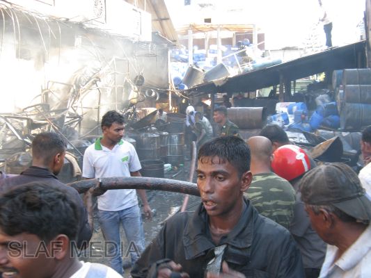 SLAF Fire Fighters in Action at Trincomalee Fire