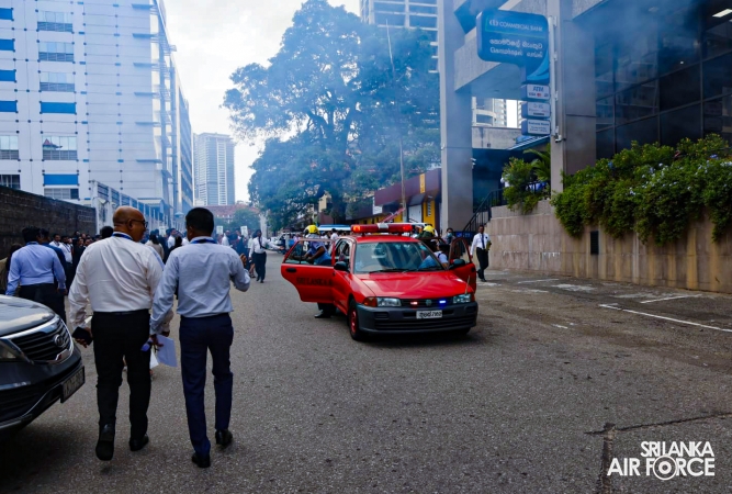 SLAF FIRE AND RESCUE UNIT CONDUCTS HIGH-RISE EMERGENCY DRILL IN COLOMBO