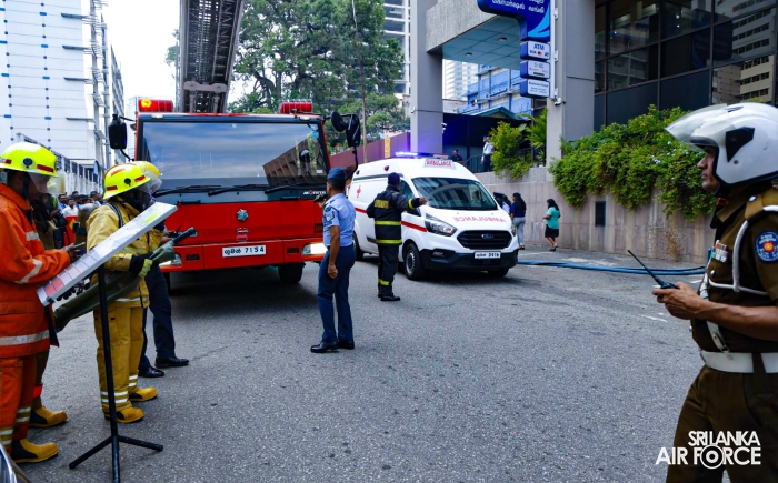 SLAF FIRE AND RESCUE UNIT CONDUCTS HIGH-RISE EMERGENCY DRILL IN COLOMBO