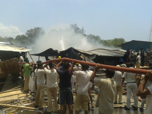 Fire Fighters of SLAF Academy China Bay in Action at Prima Ceylon (Pvt) Ltd