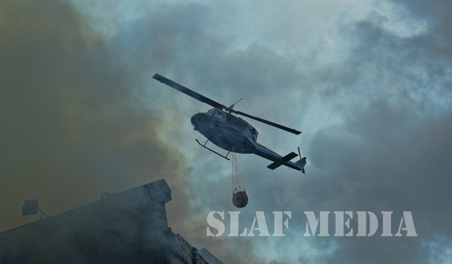SLAF Assists in Dousing Fire at Pelawatte
