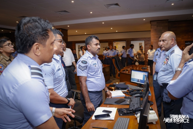 PRESIDENT REVIEWS SLAF RESCUE AND RELIEF OPERATIONS AT AIR FORCE HQ