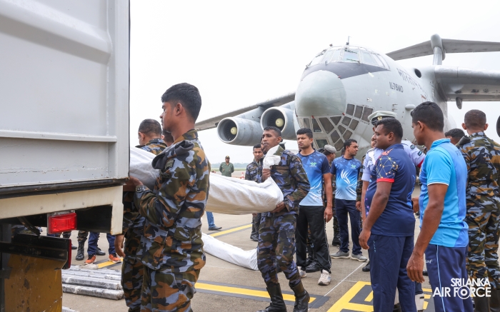 IL-76 IAF AIRCRAFT ARRIVES IN SRI LANKA WITH NDRF TEAM AND DISASTER RELIEF SUPPLIES