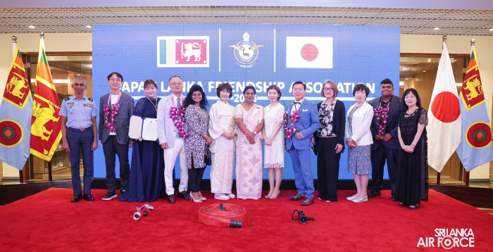JAPAN LANKA FRIENDSHIP ASSOCIATION DONATES FIRE FIGHTING EQUIPMENT, SCHOLARSHIPS AND SPECTACLES TO SLAF SEVA VANITHA UNIT