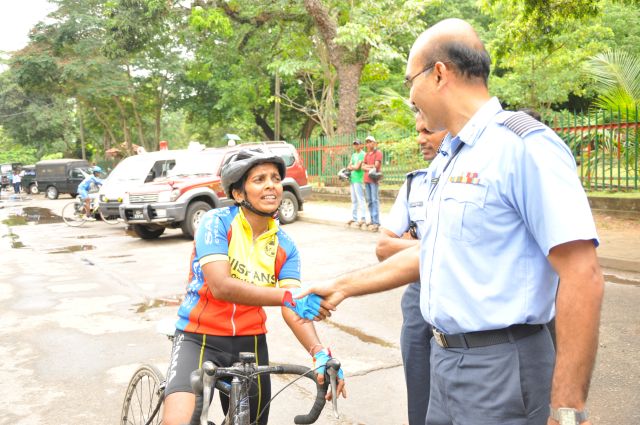 Airman Jeewan Jayasinghe peddles his way to the top at the Maurice Coomerawel Cycle Race