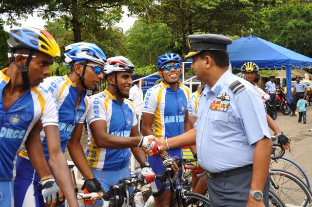 Airman Jeewan Jayasinghe peddles his way to the top at the Maurice Coomerawel Cycle Race