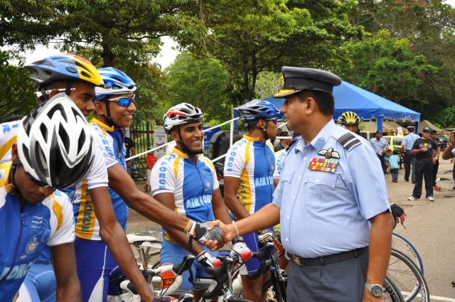 Airman Jeewan Jayasinghe peddles his way to the top at the Maurice Coomerawel Cycle Race