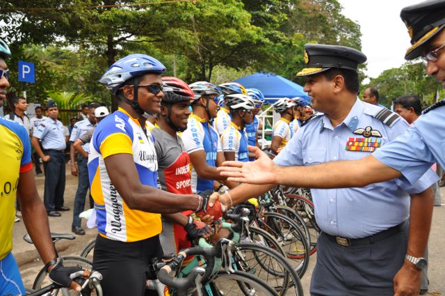 Airman Jeewan Jayasinghe peddles his way to the top at the Maurice Coomerawel Cycle Race