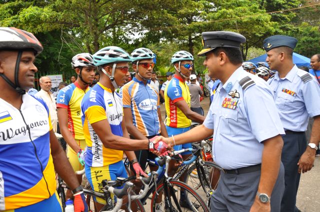 Airman Jeewan Jayasinghe peddles his way to the top at the Maurice Coomerawel Cycle Race