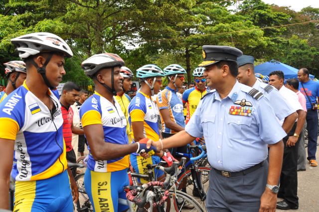 Airman Jeewan Jayasinghe peddles his way to the top at the Maurice Coomerawel Cycle Race