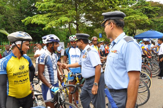Airman Jeewan Jayasinghe peddles his way to the top at the Maurice Coomerawel Cycle Race