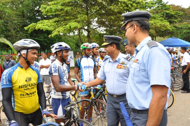 Airman Jeewan Jayasinghe peddles his way to the top at the Maurice Coomerawel Cycle Race