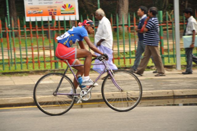 Airman Jeewan Jayasinghe peddles his way to the top at the Maurice Coomerawel Cycle Race