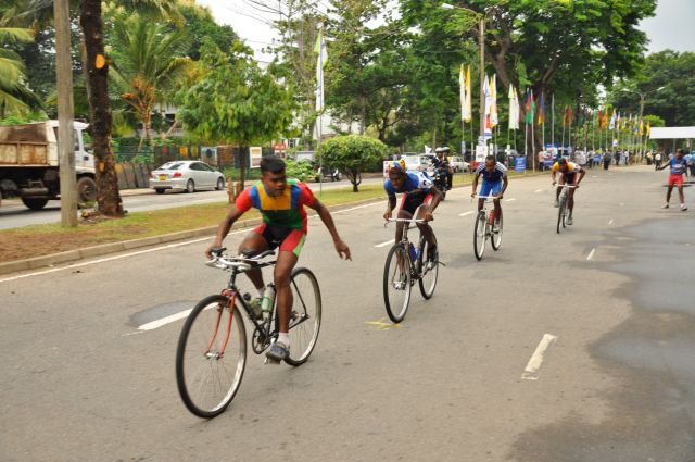 Airman Jeewan Jayasinghe peddles his way to the top at the Maurice Coomerawel Cycle Race