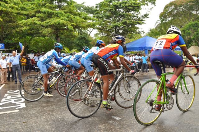 Airman Jeewan Jayasinghe peddles his way to the top at the Maurice Coomerawel Cycle Race