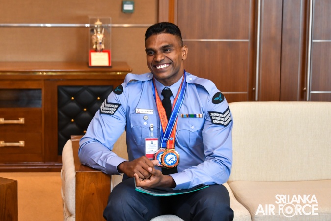 SRI LANKA AIR FORCE PROMOTES DULITH DASSANAYAKE, GOLD MEDALIST AND WORLD RECORD HOLDER AT THE 13TH WORLD STRENGTH LIFTING CHAMP