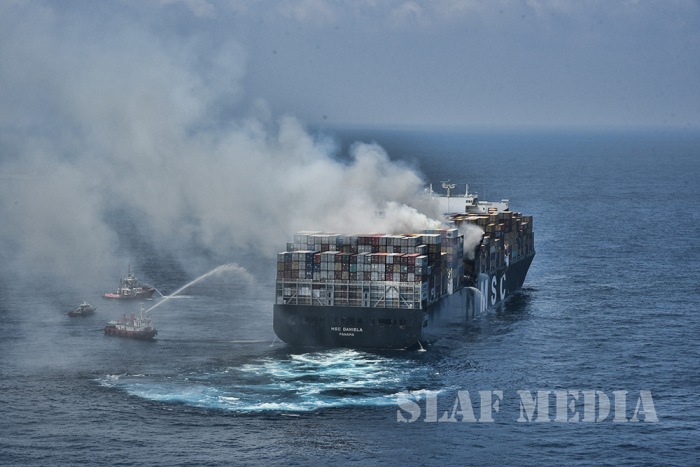 SLAF assists in Dousing Fire at MV Daniela