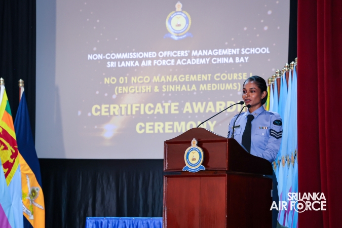 CERTIFICATE AWARDING CEREMONY OF NO. 01 NCOMC I ENGLISH AND SINHALA MEDIUM COURSES HELD AT SLAF ACADEMY CHINA BAY
