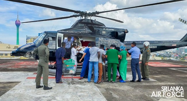 THE REMAINS OF A DECEASED PERSON WERE AIRLIFTED BY SLAF FROM
BADULLA TO COLOMBO FOR ORGAN RETRIEVAL