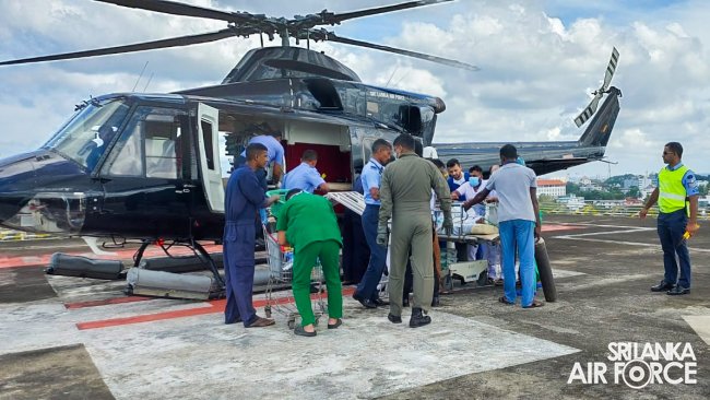 THE
REMAINS OF A DECEASED PERSON WERE AIRLIFTED BY SLAF FROM BADULLA TO
COLOMBO FOR ORGAN RETRIEVAL