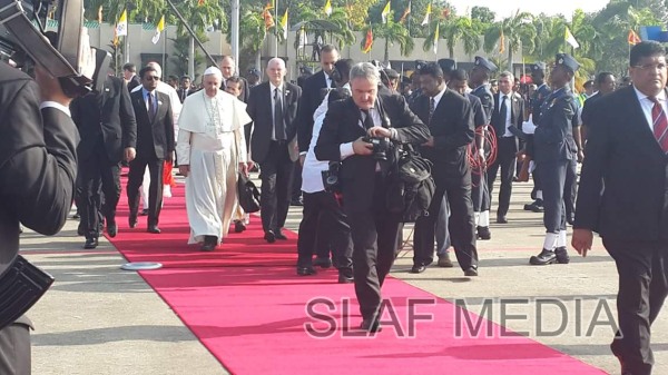 His Holiness the Pope takes wing on SLAF Helicopter
