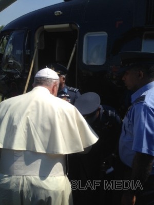 His Holiness the Pope takes wing on SLAF Helicopter