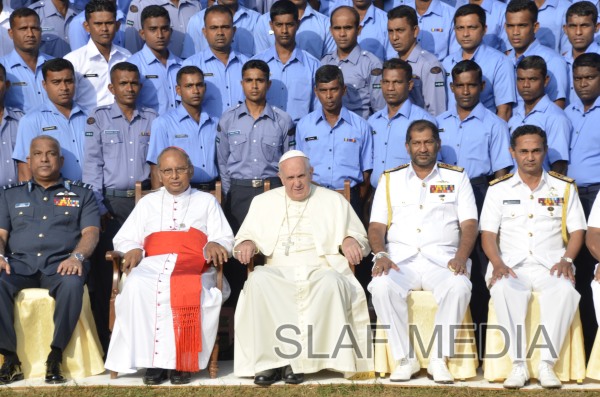 His Holiness the Pope takes wing on SLAF Helicopter