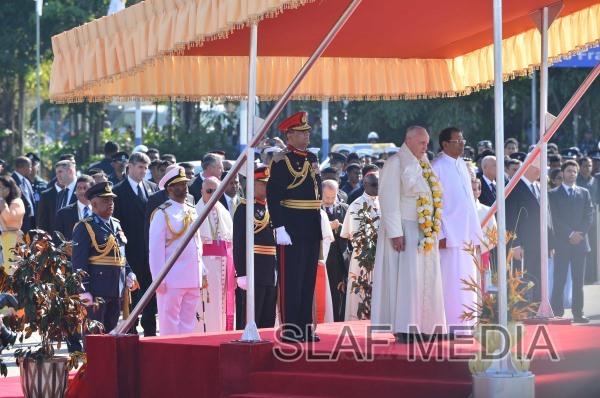 His Holiness the Pope takes wing on SLAF Helicopter