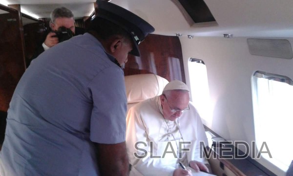 His Holiness the Pope takes wing on SLAF Helicopter
