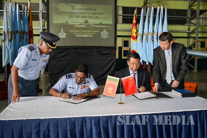 Two PT-6 Aircraft Accepted after Overhaul at the SLAF Overhaul Facility