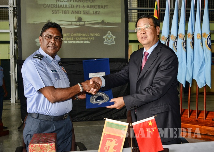 Two PT-6 Aircraft Accepted after Overhaul at the SLAF Overhaul Facility
