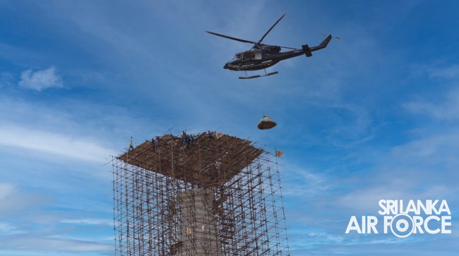 SLAF SUCCESSFULLY PLACES FINIAL ON TOP OF THE SANDAHIRU SEYA