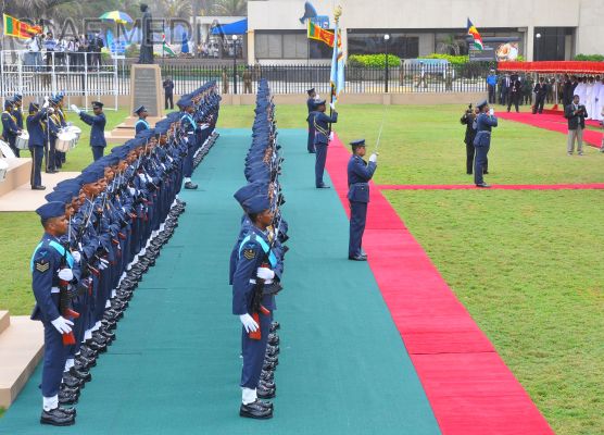 The President of Seychelles accorded a guard of honour by SLAF