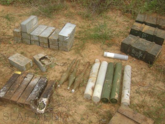 SLAF Recovers a Hidden Stock of Munitions and a Weapon