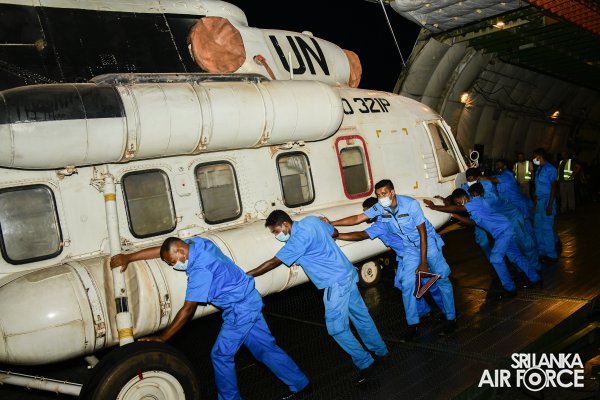 SRI LANKA AVIATION CONTINGENT MINUSCA ROTATES MI-17 HELICOPTERS