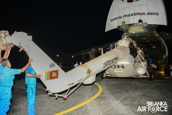 SRI LANKA AVIATION CONTINGENT MINUSCA ROTATES MI-17 HELICOPTERS