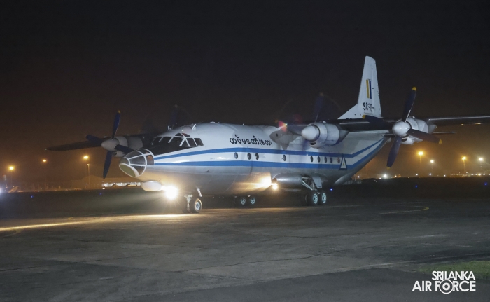 MYANMAR AIR FORCE (MAF) Y-8 AIRCRAFT ARRIVES IN SRI LANKA WITH HUMANITARIAN RELIEF