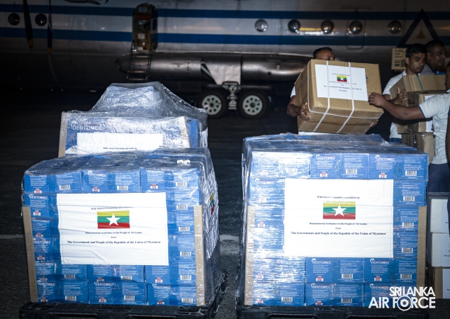 MYANMAR AIR FORCE (MAF) Y-8 AIRCRAFT ARRIVES IN SRI LANKA WITH HUMANITARIAN RELIEF